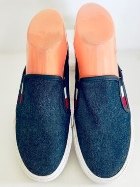 Tommy Hilfiger Frank Style Blue Canvas Slip On Mules 6 1/2